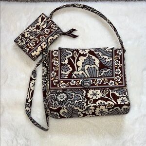 Vera Bradley Quilted Floral Purse and Wristlet Set